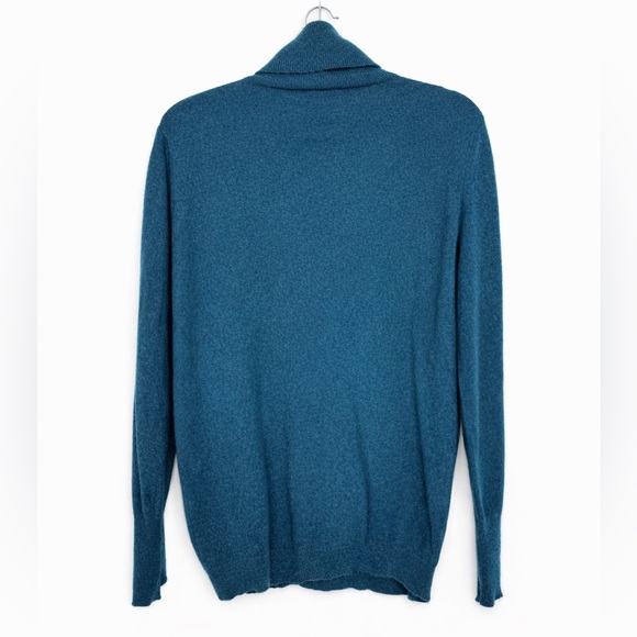 PURE Ccllection 100% Cashmere Teal Turtleneck Sweater Size 8/10 M Cozy Luxury - Picture 2 of 11